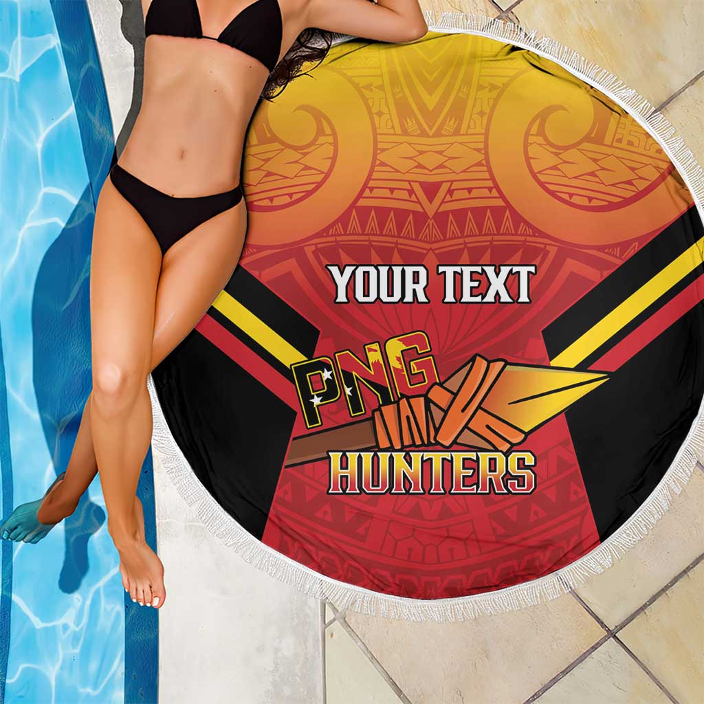 Papua New Guinea Rugby Custom Beach Blanket Go PNG Hunters Polynesian Pattern LT14 - Polynesian Pride