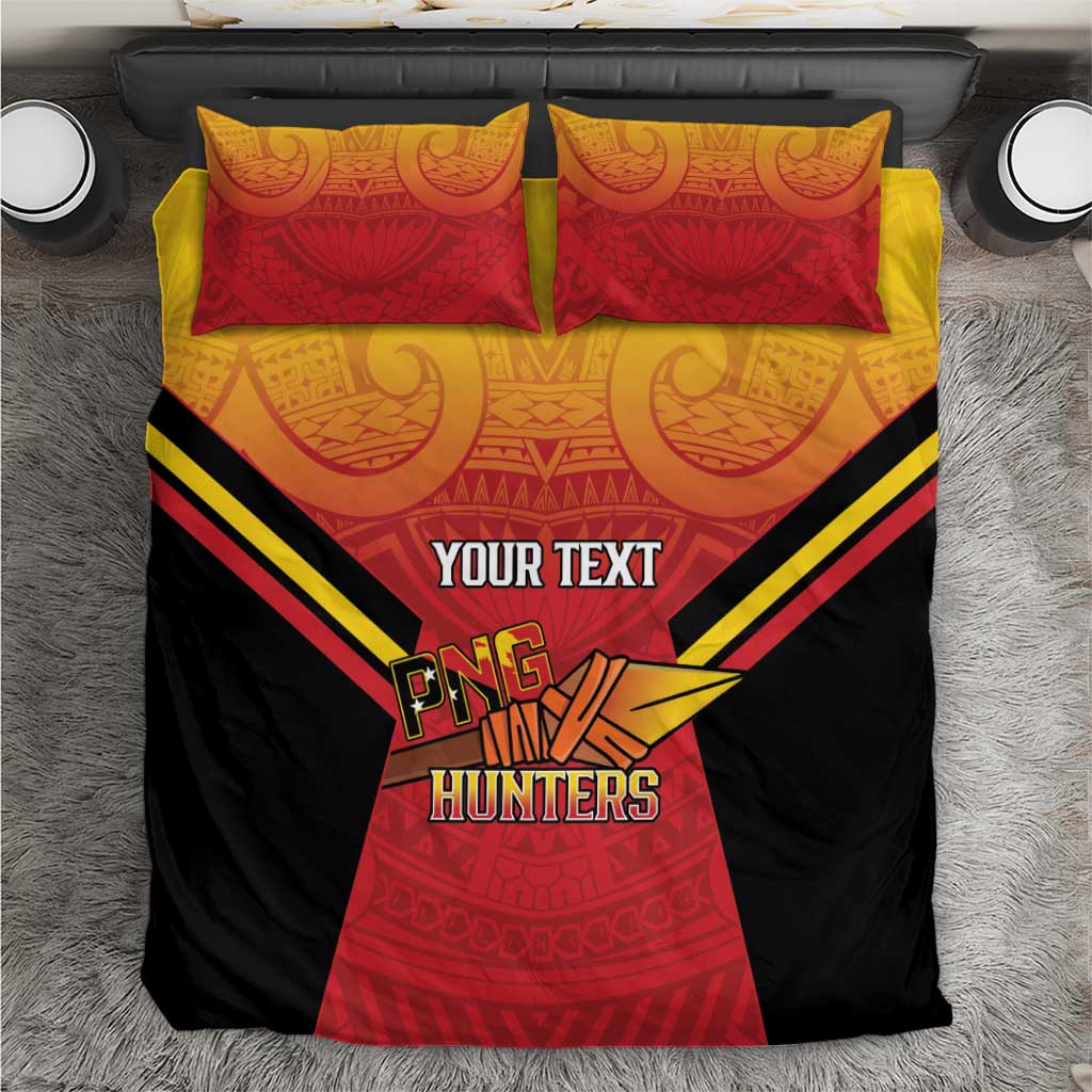Papua New Guinea Rugby Custom Bedding Set Go PNG Hunters Polynesian Pattern LT14 Red - Polynesian Pride