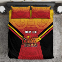 Papua New Guinea Rugby Custom Bedding Set Go PNG Hunters Polynesian Pattern LT14 Red - Polynesian Pride