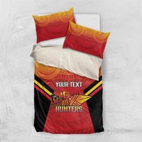 Papua New Guinea Rugby Custom Bedding Set Go PNG Hunters Polynesian Pattern LT14 US Twin 172cm x 218cm Red - Polynesian Pride