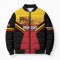 Papua New Guinea Rugby Custom Bomber Puffer Jacket Go PNG Hunters Polynesian Pattern LT14 Unisex Red - Polynesian Pride