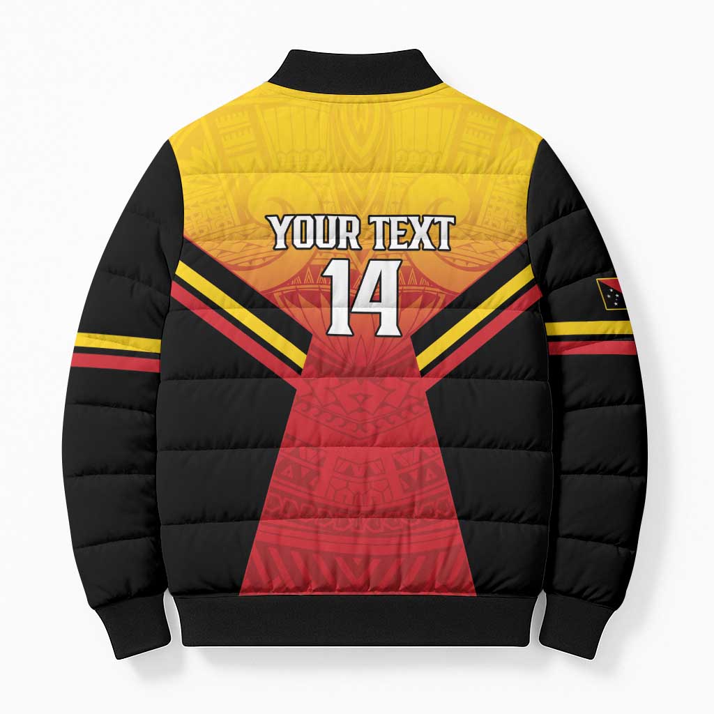 Papua New Guinea Rugby Custom Bomber Puffer Jacket Go PNG Hunters Polynesian Pattern LT14 - Polynesian Pride
