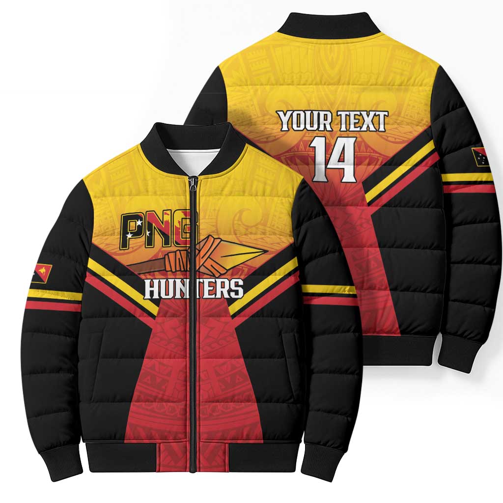 Papua New Guinea Rugby Custom Bomber Puffer Jacket Go PNG Hunters Polynesian Pattern LT14 - Polynesian Pride