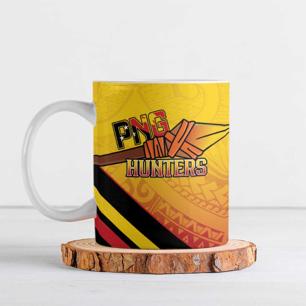 Papua New Guinea Rugby Custom Ceramic Mug Go PNG Hunters Polynesian Pattern LT14 Red - Polynesian Pride