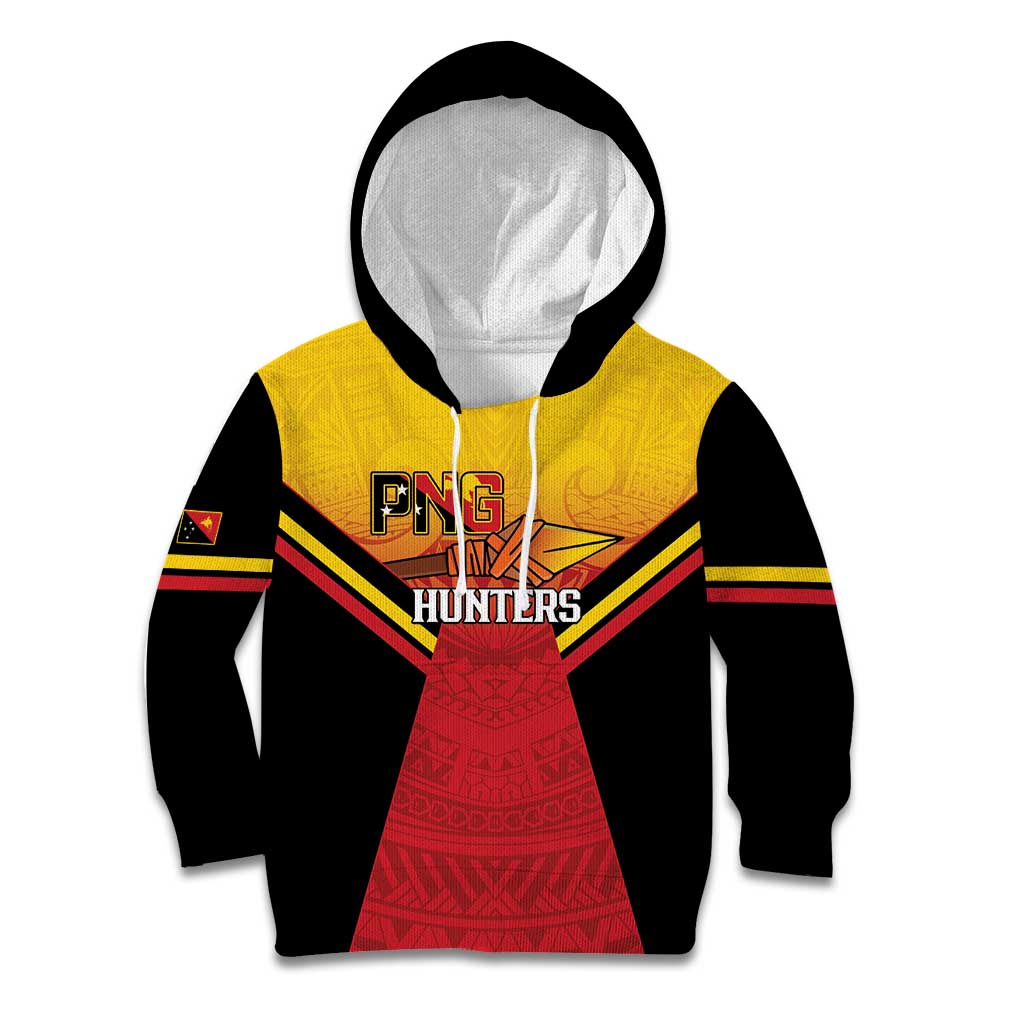 Papua New Guinea Rugby Custom Kid Hoodie Go PNG Hunters Polynesian Pattern LT14 Hoodie Red - Polynesian Pride