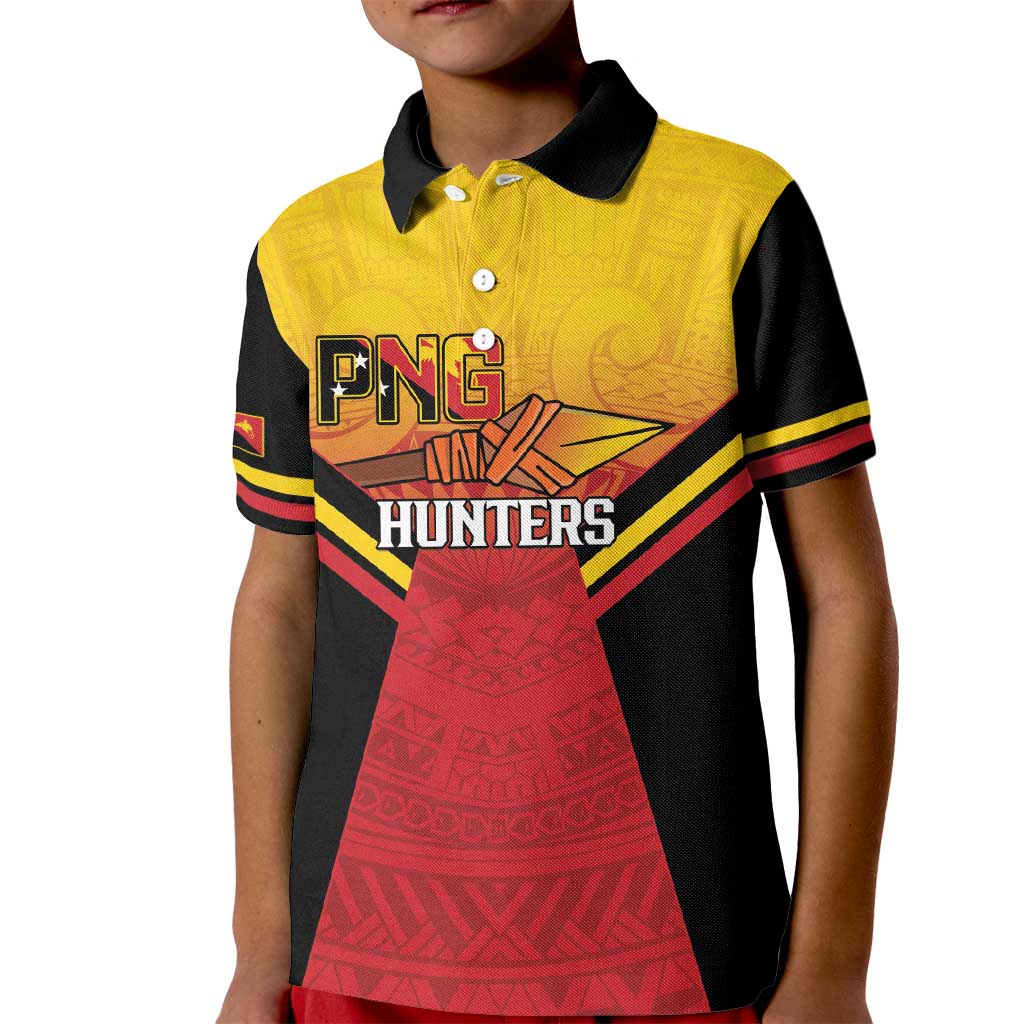 Papua New Guinea Rugby Custom Kid Polo Shirt Go PNG Hunters Polynesian Pattern LT14 Kid Red - Polynesian Pride