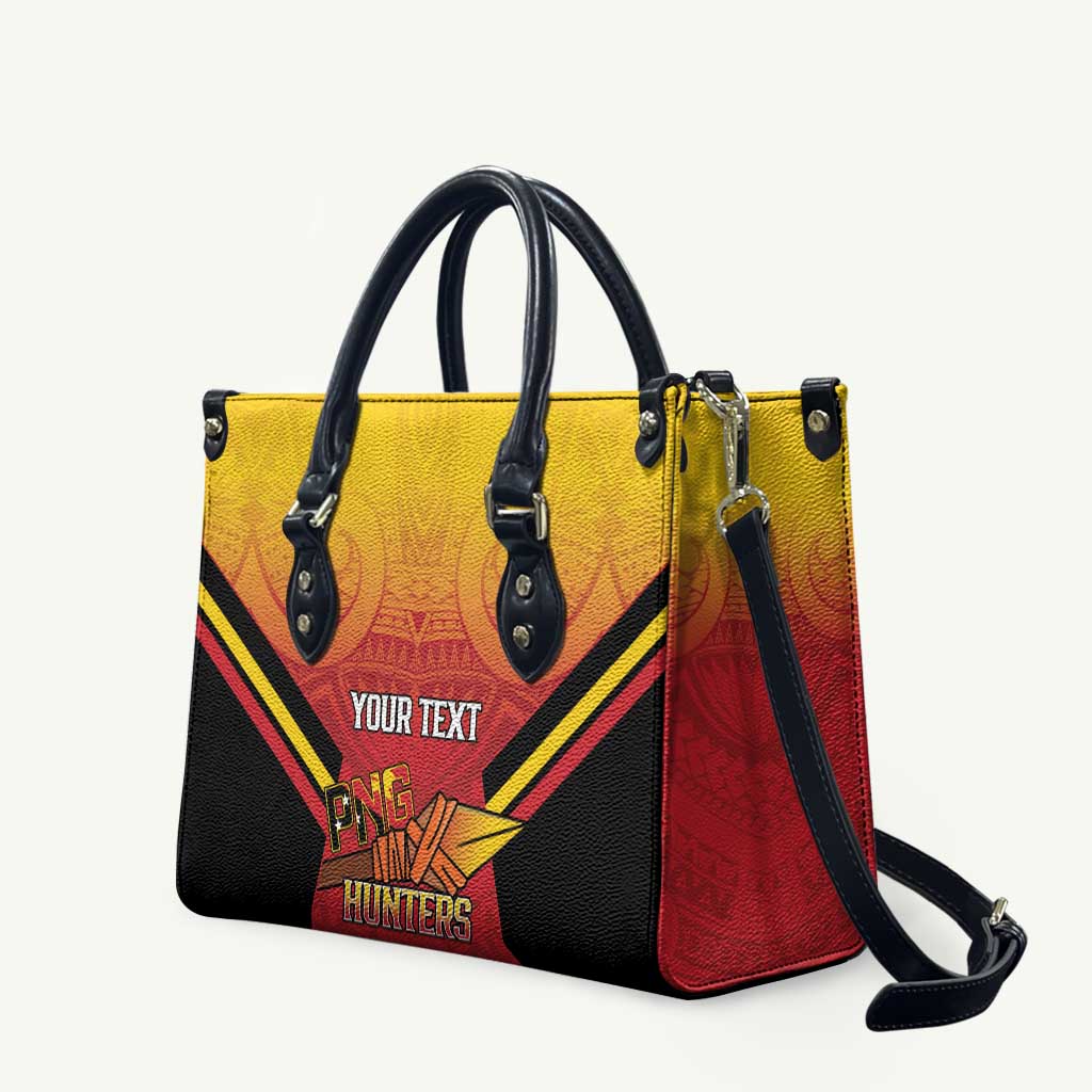 Papua New Guinea Rugby Custom Leather Bag Go PNG Hunters Polynesian Pattern LT14 Red - Polynesian Pride