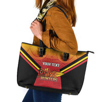 Papua New Guinea Rugby Custom Leather Tote Bag Go PNG Hunters Polynesian Pattern LT14 Red - Polynesian Pride