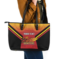 Papua New Guinea Rugby Custom Leather Tote Bag Go PNG Hunters Polynesian Pattern LT14 - Polynesian Pride