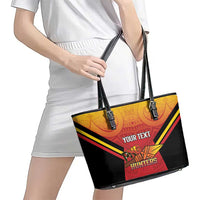 Papua New Guinea Rugby Custom Leather Tote Bag Go PNG Hunters Polynesian Pattern LT14 - Polynesian Pride