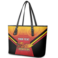 Papua New Guinea Rugby Custom Leather Tote Bag Go PNG Hunters Polynesian Pattern LT14 - Polynesian Pride