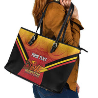 Papua New Guinea Rugby Custom Leather Tote Bag Go PNG Hunters Polynesian Pattern LT14 - Polynesian Pride