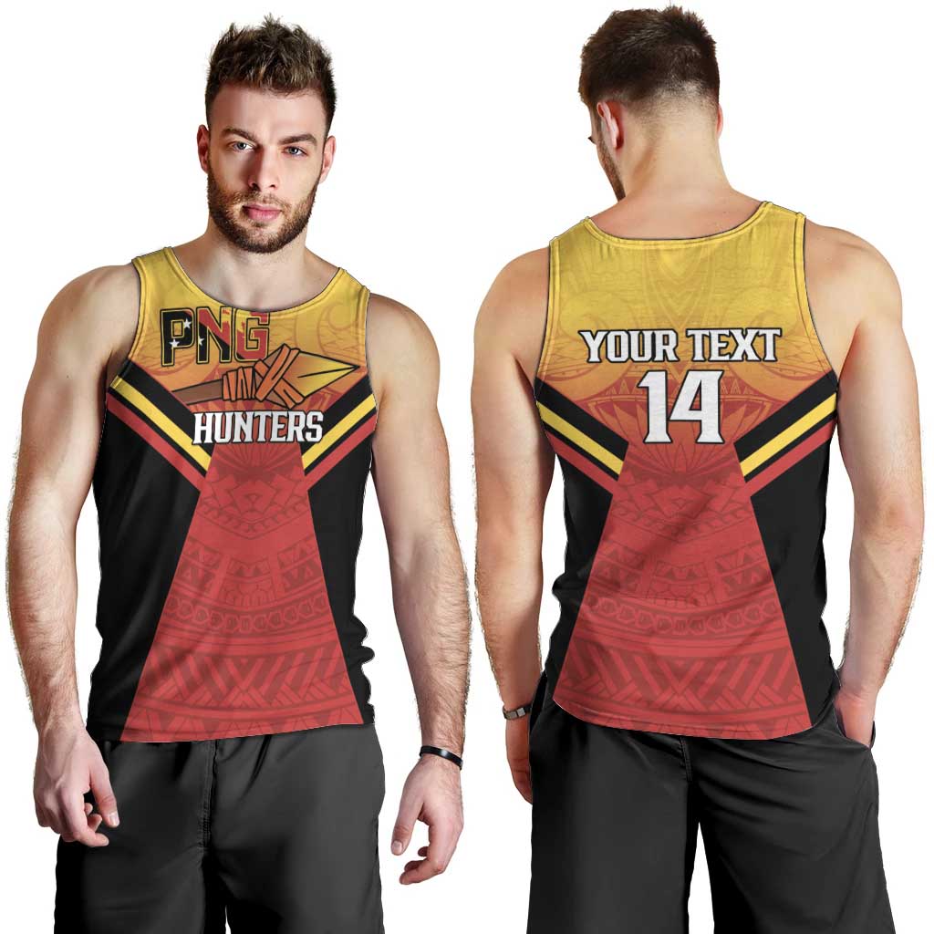 Papua New Guinea Rugby Custom Men Tank Top Go PNG Hunters Polynesian Pattern LT14 - Polynesian Pride