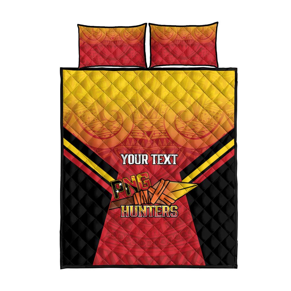 Papua New Guinea Rugby Custom Quilt Bed Set Go PNG Hunters Polynesian Pattern LT14 - Polynesian Pride