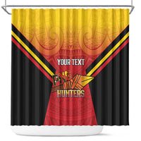 Papua New Guinea Rugby Custom Shower Curtain Go PNG Hunters Polynesian Pattern LT14 Red - Polynesian Pride