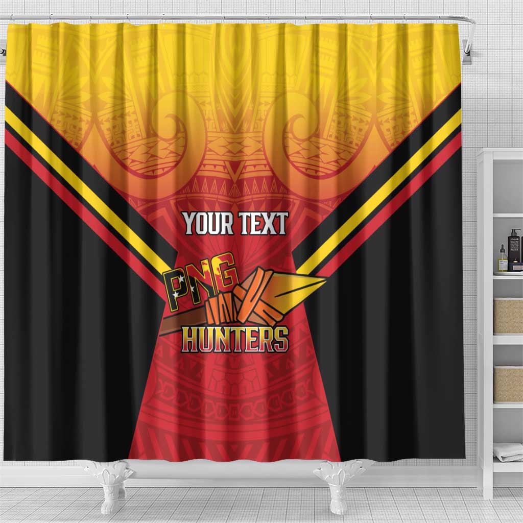 Papua New Guinea Rugby Custom Shower Curtain Go PNG Hunters Polynesian Pattern LT14 - Polynesian Pride