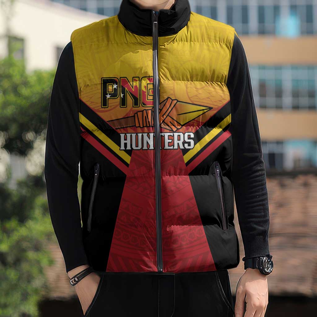 Papua New Guinea Rugby Custom Sleeveless Puffer Jacket Go PNG Hunters Polynesian Pattern LT14 - Polynesian Pride