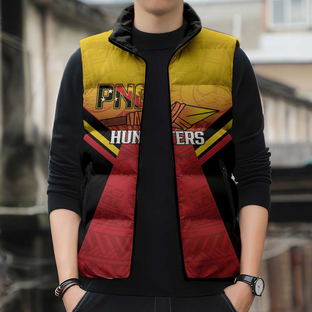 Papua New Guinea Rugby Custom Sleeveless Puffer Jacket Go PNG Hunters Polynesian Pattern LT14 - Polynesian Pride