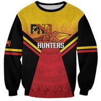 Papua New Guinea Rugby Custom Sweatshirt Go PNG Hunters Polynesian Pattern LT14 Unisex Red - Polynesian Pride