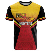 Papua New Guinea Rugby Custom T Shirt Go PNG Hunters Polynesian Pattern LT14 Red - Polynesian Pride