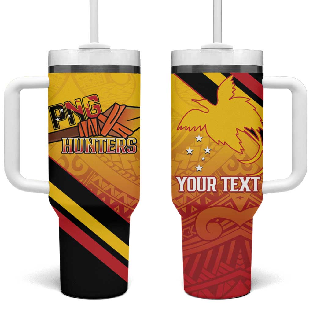 Papua New Guinea Rugby Custom Tumbler With Handle Go PNG Hunters Polynesian Pattern LT14 One Size: 40 oz Red - Polynesian Pride