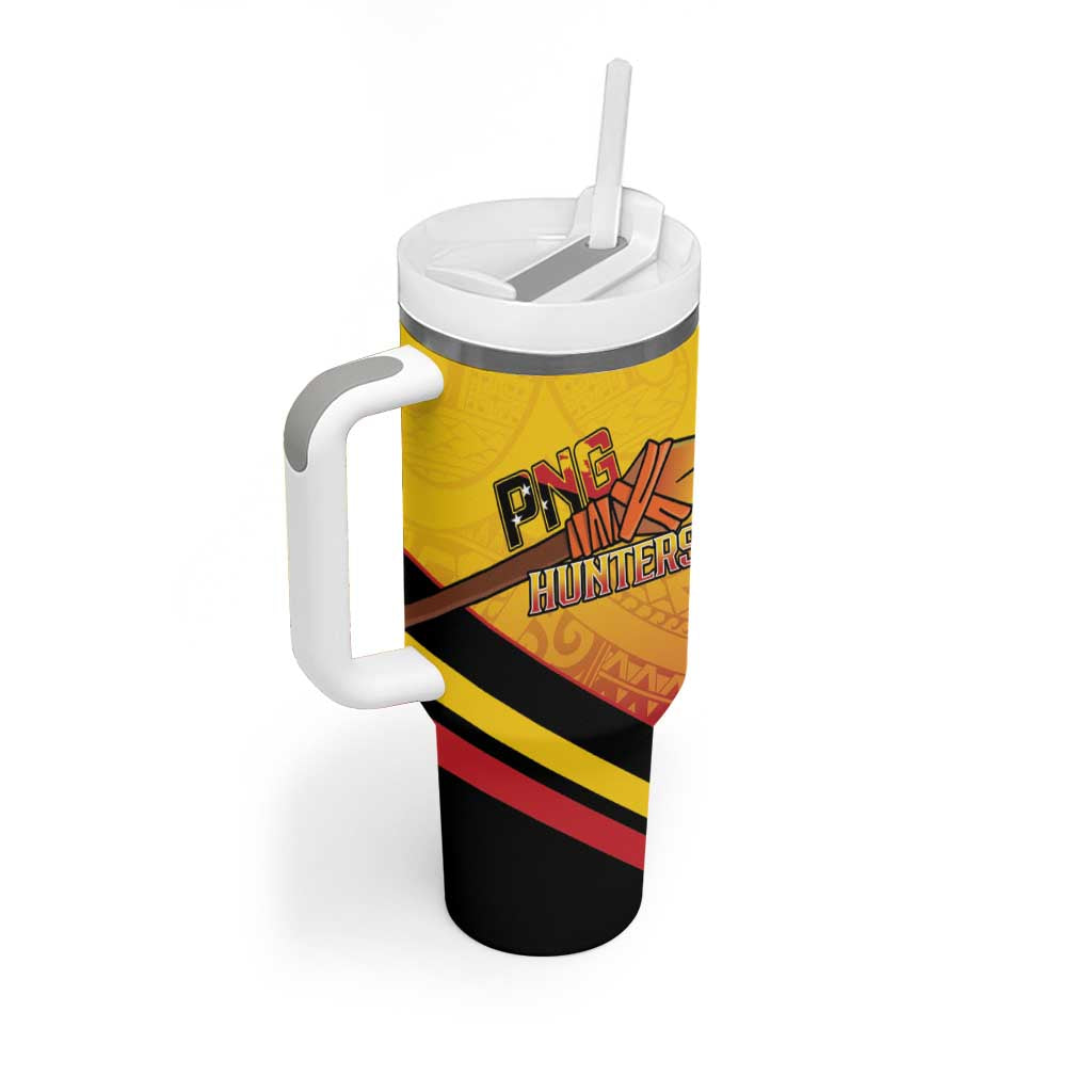Papua New Guinea Rugby Custom Tumbler With Handle Go PNG Hunters Polynesian Pattern LT14 - Polynesian Pride