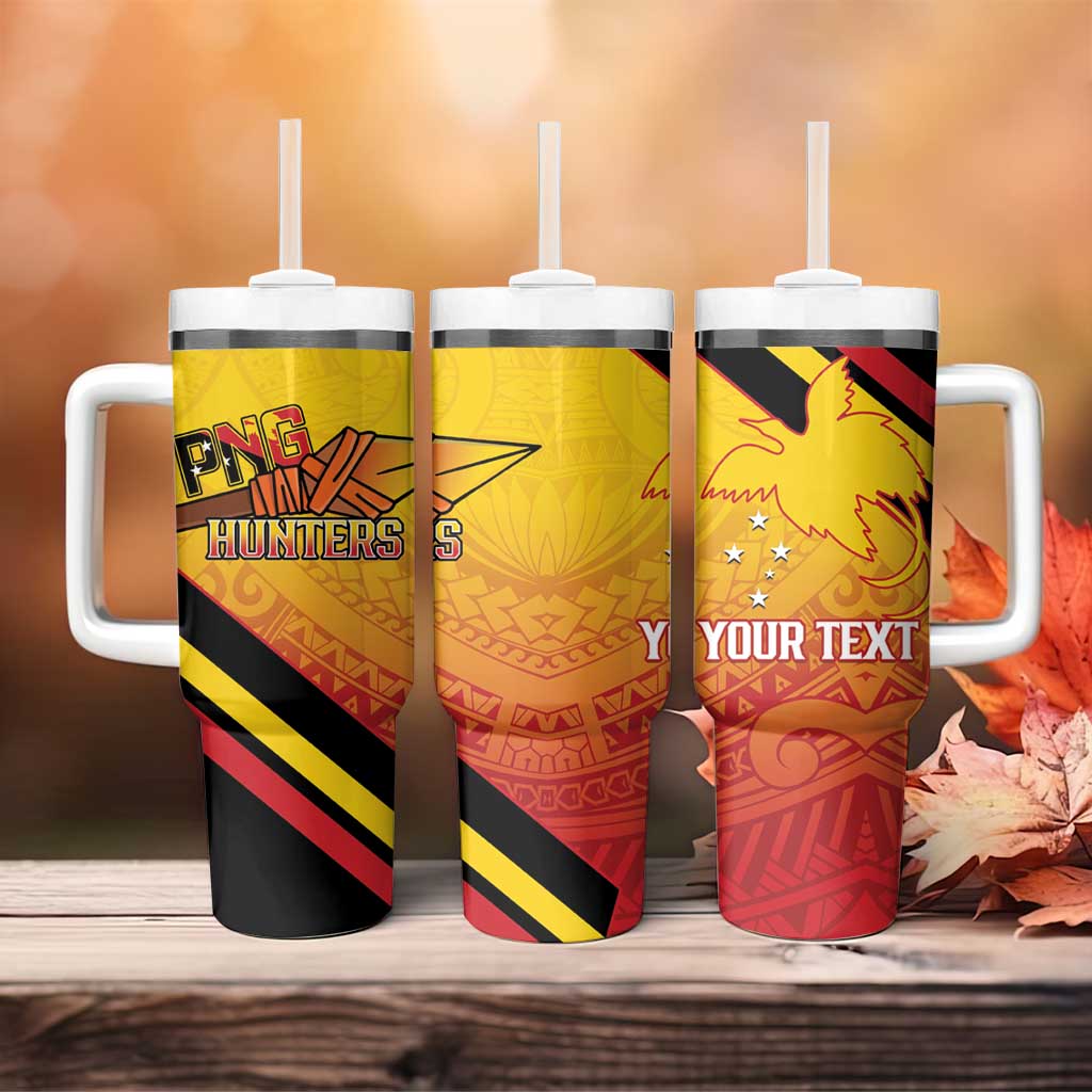 Papua New Guinea Rugby Custom Tumbler With Handle Go PNG Hunters Polynesian Pattern LT14 - Polynesian Pride