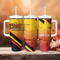 Papua New Guinea Rugby Custom Tumbler With Handle Go PNG Hunters Polynesian Pattern LT14 - Polynesian Pride