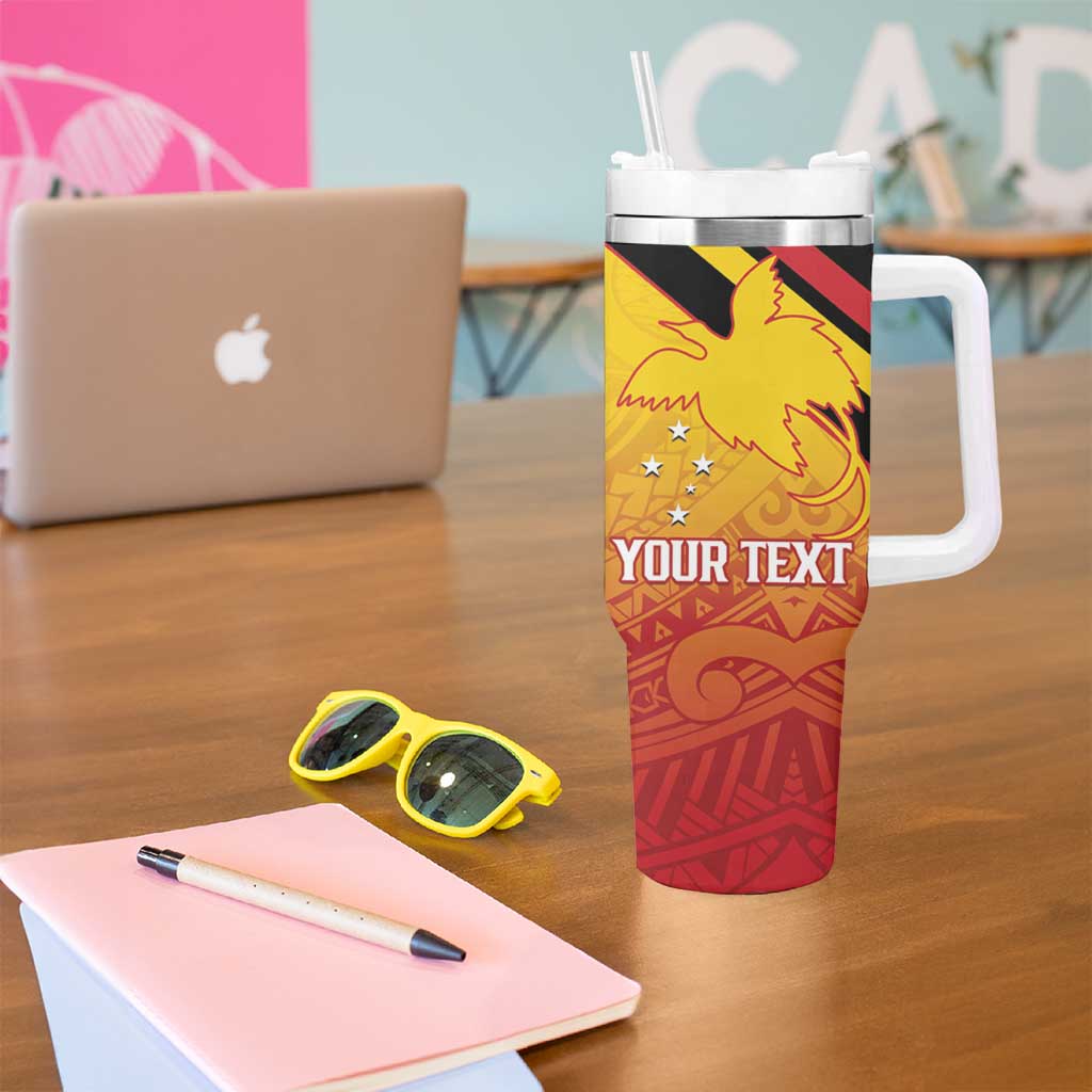 Papua New Guinea Rugby Custom Tumbler With Handle Go PNG Hunters Polynesian Pattern LT14 - Polynesian Pride
