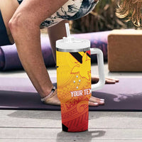Papua New Guinea Rugby Custom Tumbler With Handle Go PNG Hunters Polynesian Pattern LT14 - Polynesian Pride