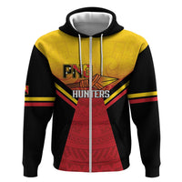 Papua New Guinea Rugby Custom Zip Hoodie Go PNG Hunters Polynesian Pattern LT14 Zip Hoodie Red - Polynesian Pride