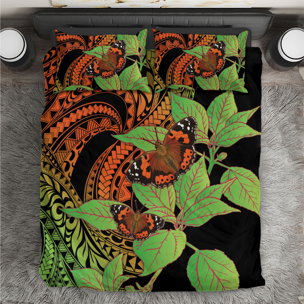Kamehameha Butterfly Hawaii Bedding Set Hawaiian Pulelehua Mamaki Orange Green Color LT14 Multicolor - Polynesian Pride