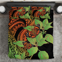 Kamehameha Butterfly Hawaii Bedding Set Hawaiian Pulelehua Mamaki Orange Green Color LT14 Multicolor - Polynesian Pride