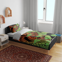 Kamehameha Butterfly Hawaii Bedding Set Hawaiian Pulelehua Mamaki Orange Green Color LT14 - Polynesian Pride