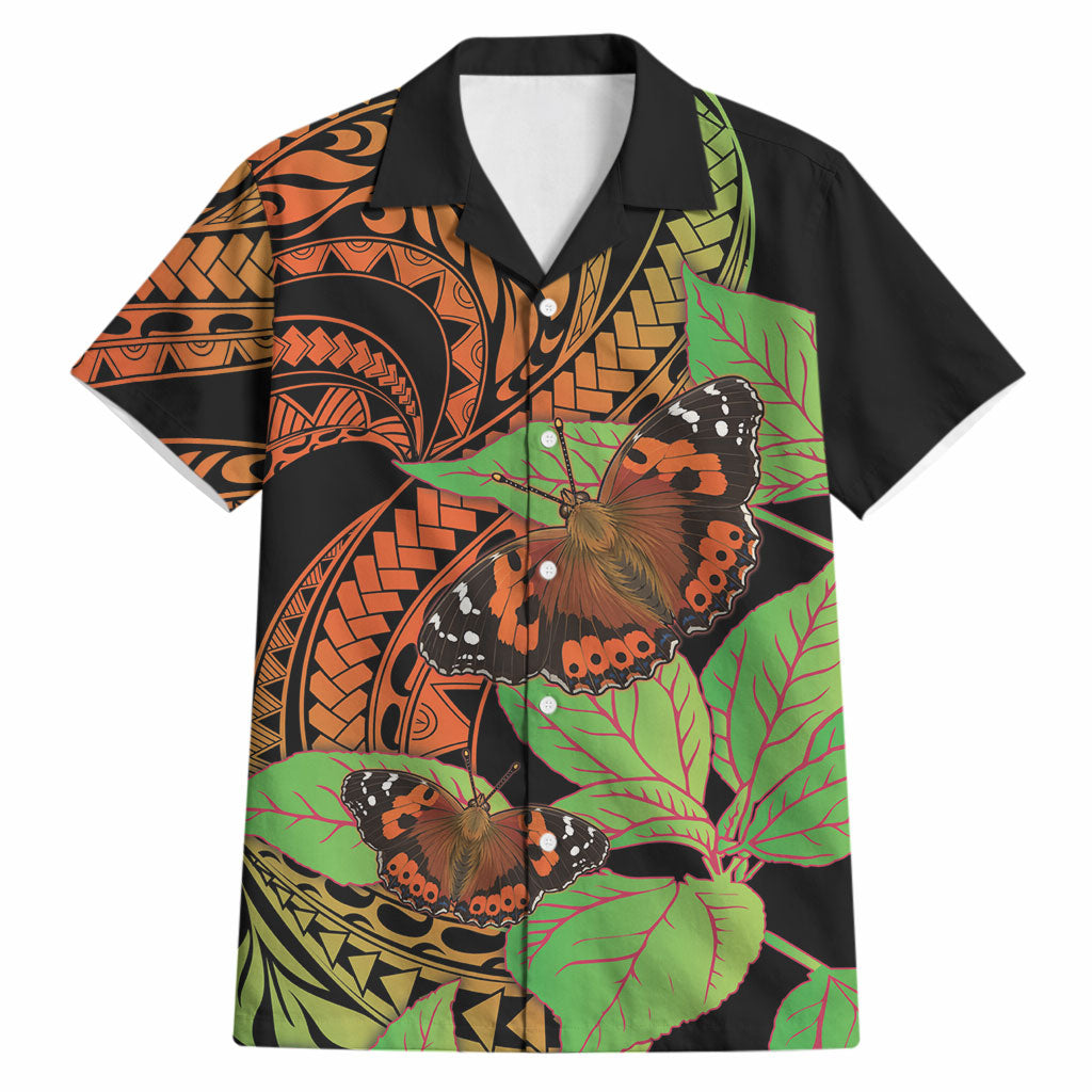 Kamehameha Butterfly Hawaii Hawaiian Shirt Hawaiian Pulelehua Mamaki Orange Green Color LT14 Multicolor - Polynesian Pride