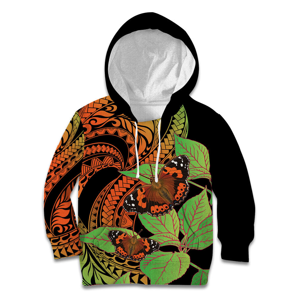 Kamehameha Butterfly Hawaii Kid Hoodie Hawaiian Pulelehua Mamaki Orange Green Color LT14 Hoodie Multicolor - Polynesian Pride
