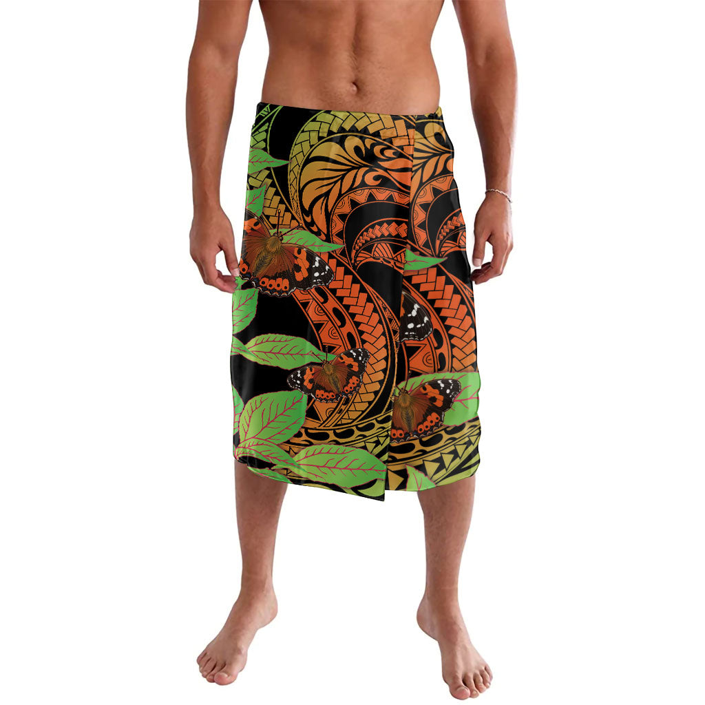 Kamehameha Butterfly Hawaii Lavalava Hawaiian Pulelehua Mamaki Orange Green Color LT14 Multicolor - Polynesian Pride