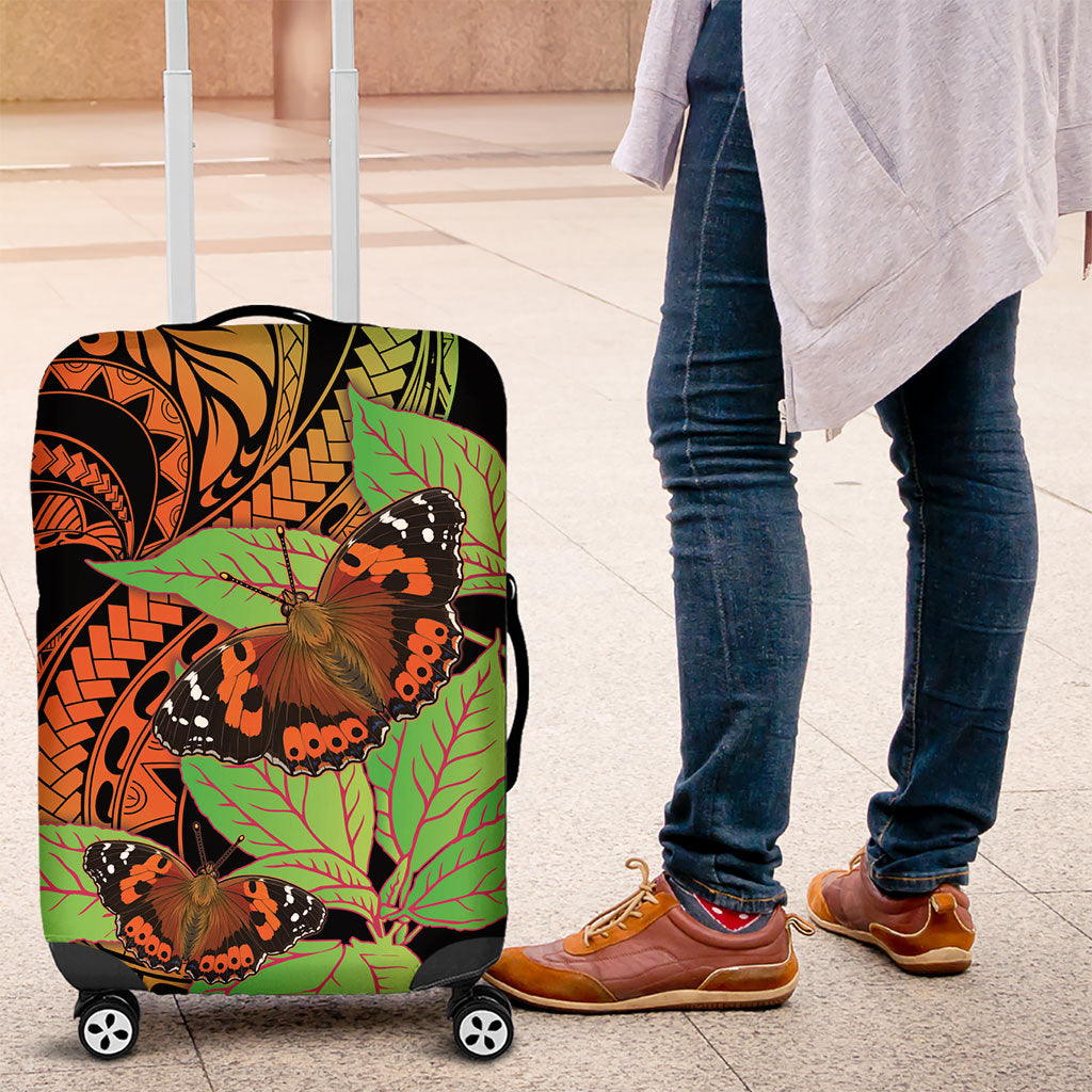 Kamehameha Butterfly Hawaii Luggage Cover Hawaiian Pulelehua Mamaki Orange Green Color LT14 Multicolor - Polynesian Pride