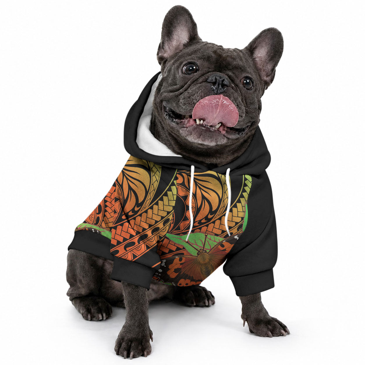 Kamehameha Butterfly Hawaii Pet Hoodie Hawaiian Pulelehua Mamaki Orange Green Color LT14 - Polynesian Pride
