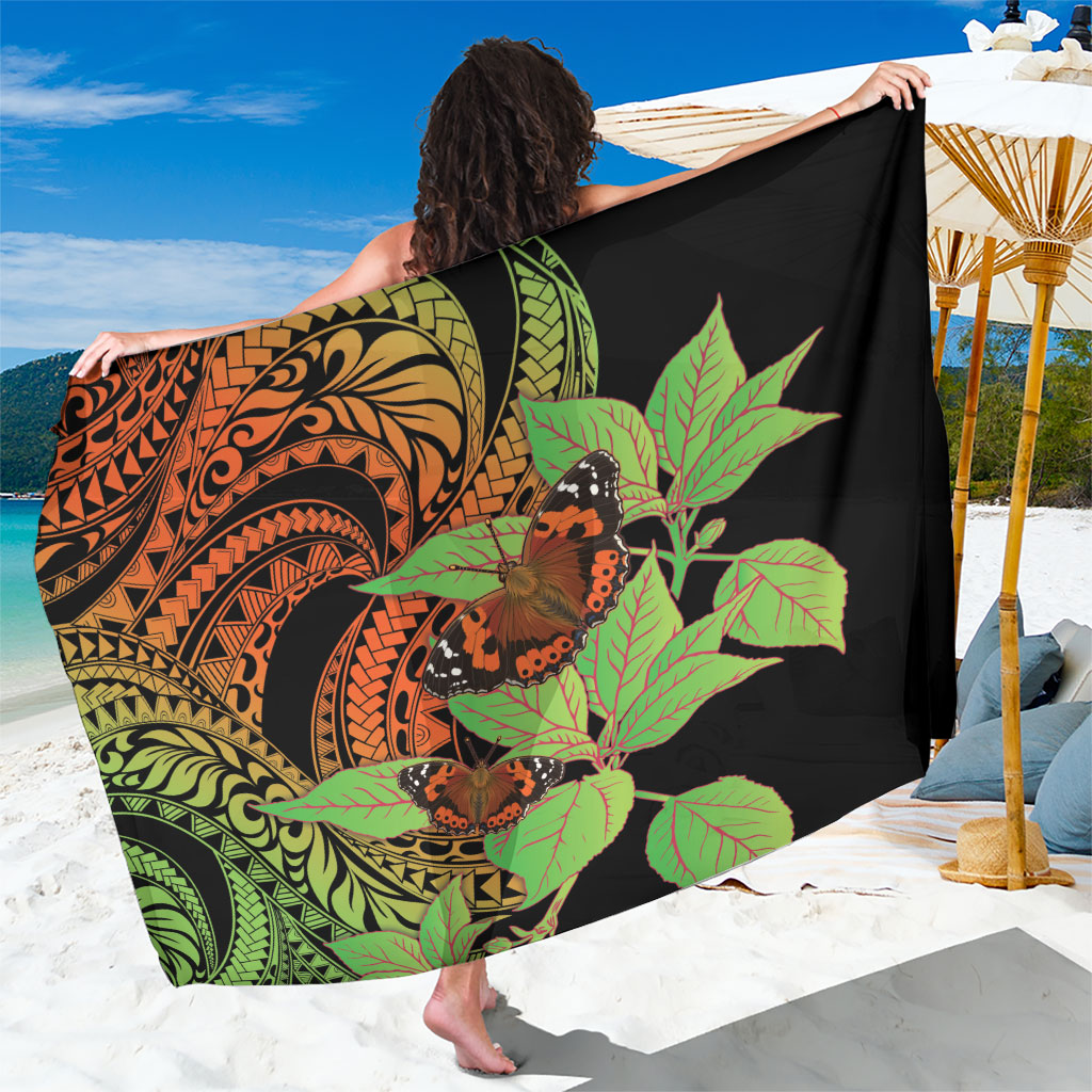 Kamehameha Butterfly Hawaii Sarong Hawaiian Pulelehua Mamaki Orange Green Color