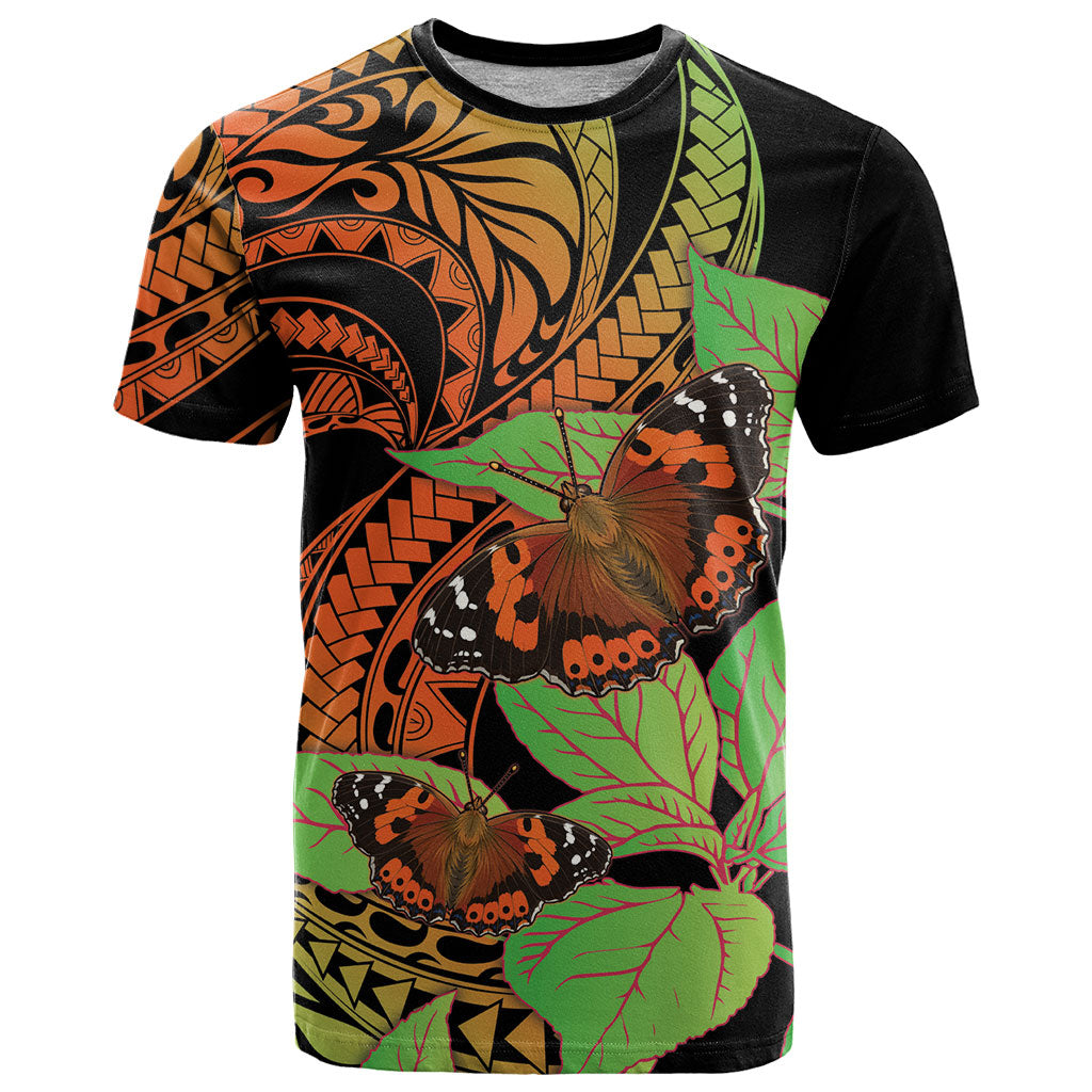 Kamehameha Butterfly Hawaii T Shirt Hawaiian Pulelehua Mamaki Orange Green Color LT14 Multicolor - Polynesian Pride