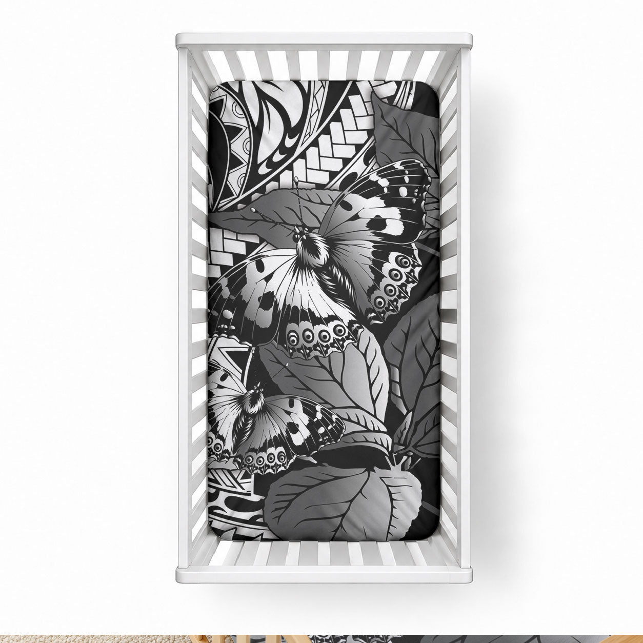 Kamehameha Butterfly Hawaii Baby Bed Cover Hawaiian Pulelehua Mamaki Black Color LT14 28 × 52 in Black - Polynesian Pride