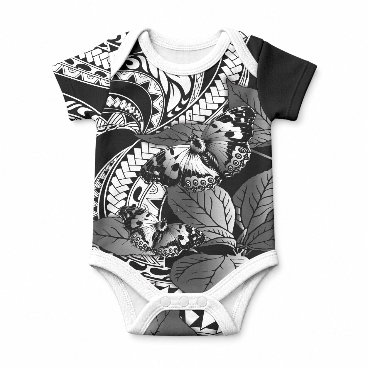 Kamehameha Butterfly Hawaii Baby Onesie Hawaiian Pulelehua Mamaki Black Color LT14 Black - Polynesian Pride