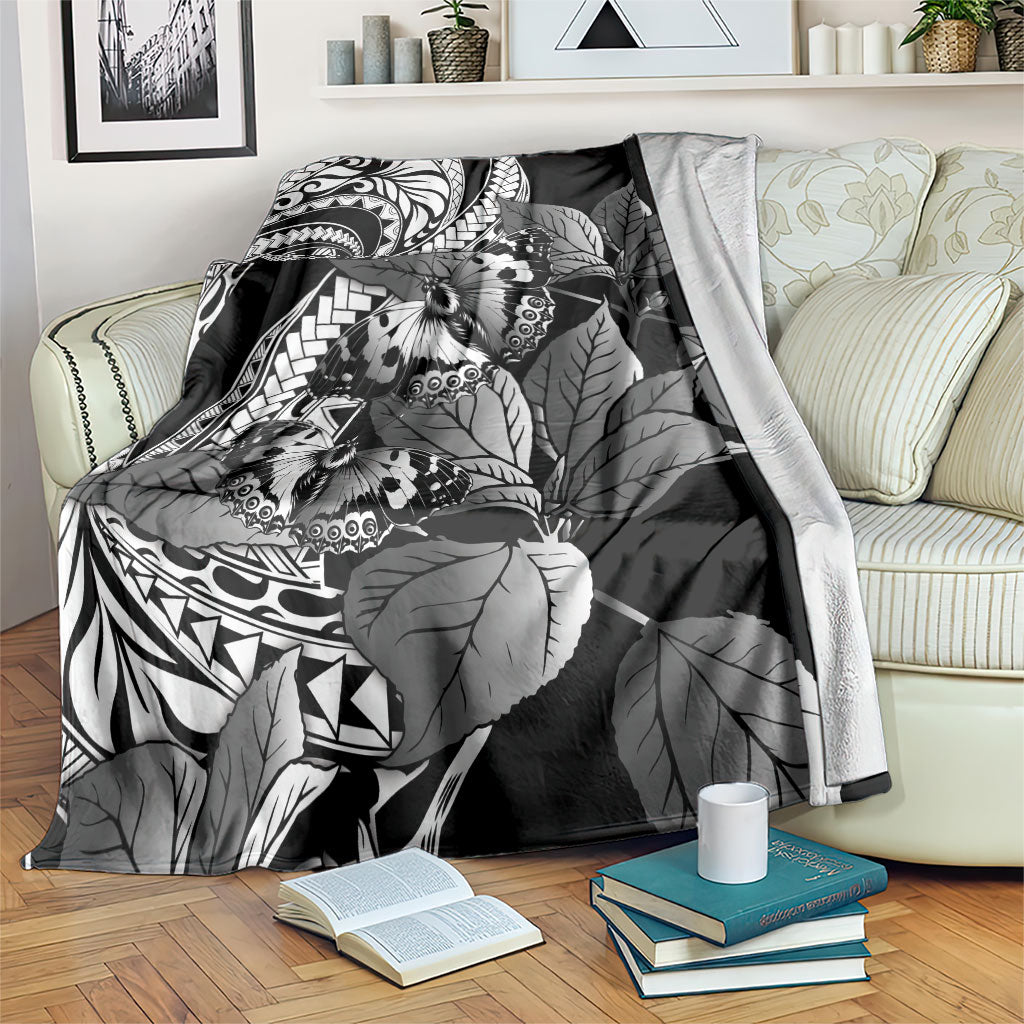 Kamehameha Butterfly Hawaii Blanket Hawaiian Pulelehua Mamaki Black Color LT14 Black - Polynesian Pride