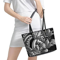 Kamehameha Butterfly Hawaii Leather Tote Bag Hawaiian Pulelehua Mamaki Black Color LT14 - Polynesian Pride
