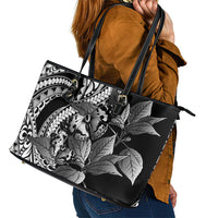 Kamehameha Butterfly Hawaii Leather Tote Bag Hawaiian Pulelehua Mamaki Black Color LT14 - Polynesian Pride