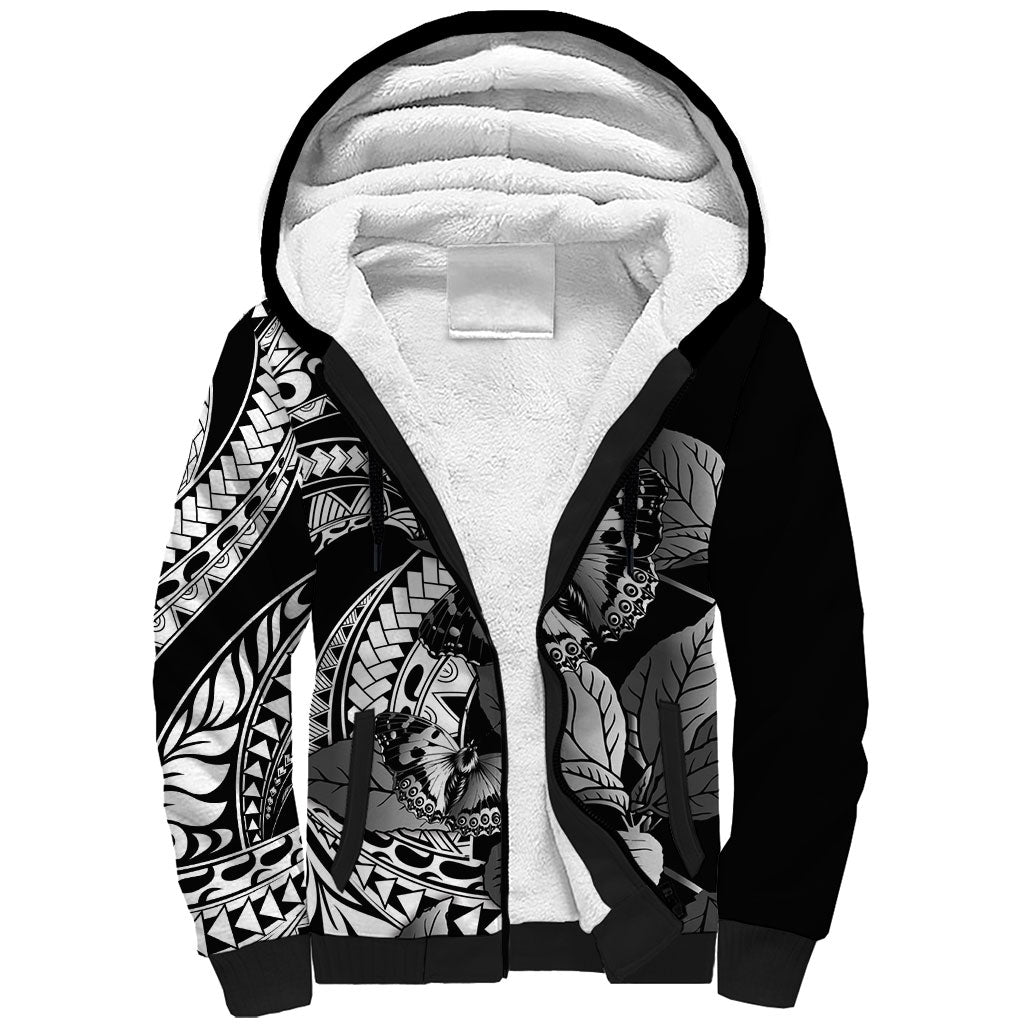 Kamehameha Butterfly Hawaii Sherpa Hoodie Hawaiian Pulelehua Mamaki Black Color LT14 Unisex Black - Polynesian Pride