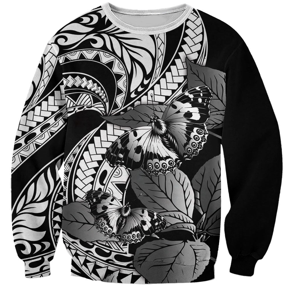 Kamehameha Butterfly Hawaii Sweatshirt Hawaiian Pulelehua Mamaki Black Color LT14 Unisex Black - Polynesian Pride