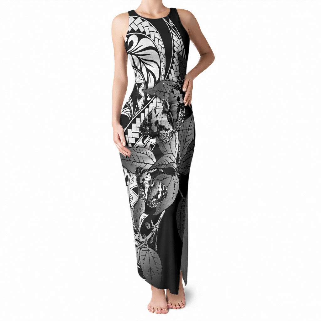 Kamehameha Butterfly Hawaii Tank Maxi Dress Hawaiian Pulelehua Mamaki Black Color