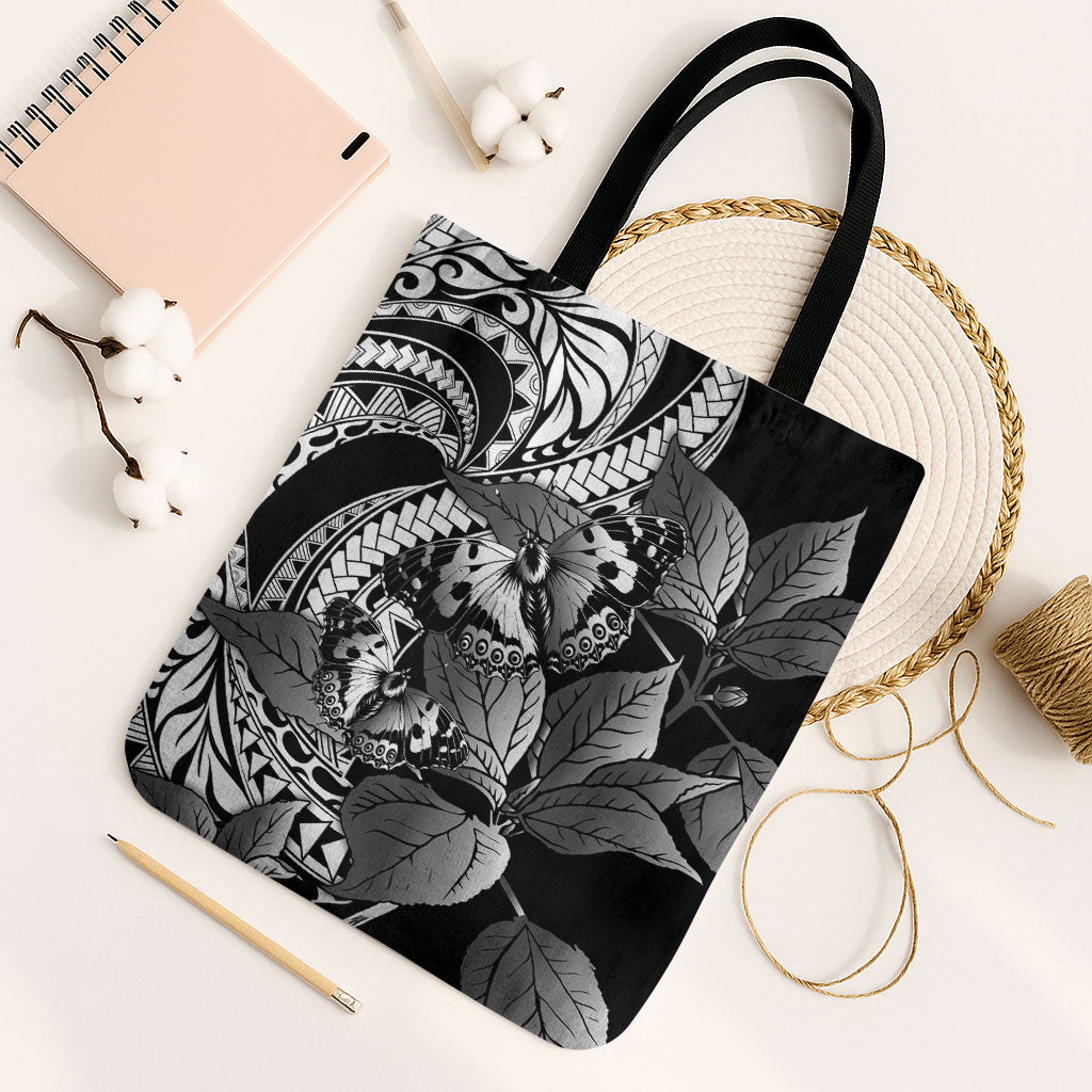 Kamehameha Butterfly Hawaii Tote Bag Hawaiian Pulelehua Mamaki Black Color LT14 Black Strap One Size Black - Polynesian Pride